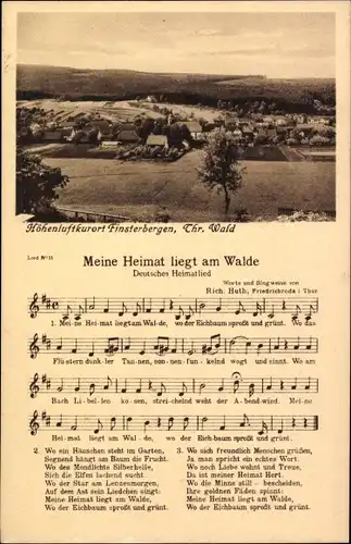 Lied Ak Finsterbergen Friedrichroda im Thüringer Wald, Panorama, Meine Heimat liegt am Walde