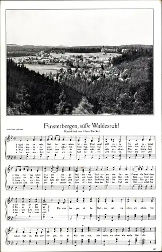 Lied Ak Finsterbergen Friedrichroda im Thüringer Wald, Panorama, Finsterbergen, süße Waldesruh