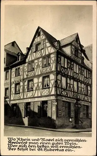 Ak Koblenz, Althistorisches Weinhaus Zum Hubertus, Florinsmarkt, Inh. F. Henkel