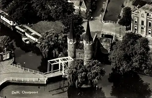 Ak Delft Südholland Niederlande, Oostpoort, Luftbild