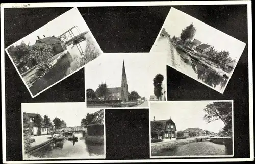 Ak Noorden Nieuwkoop Südholland, Straßenpartie, Kirche, Brücke, Teich