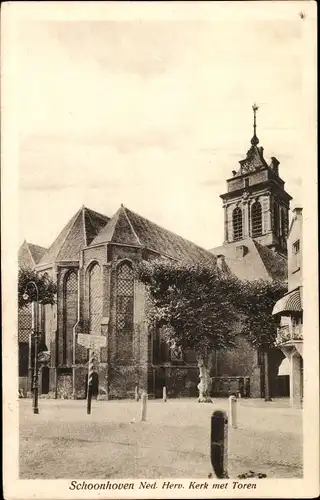 Ak Schoonhoven Südholland Niederlande, Ned. Herv. Kerk met Toren