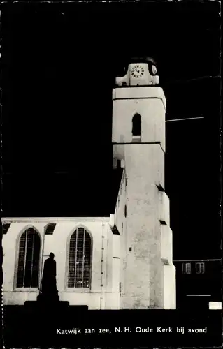 Ak Katwijk aan Zee Südholland Niederlande, N.H. Oude Kerk bij avond