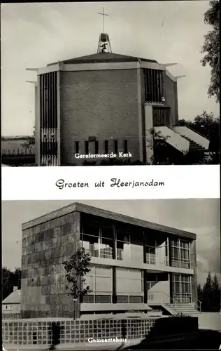 Ak Heerjansdam Südholland, Gemeentehuis, Gereformeerde Kerk