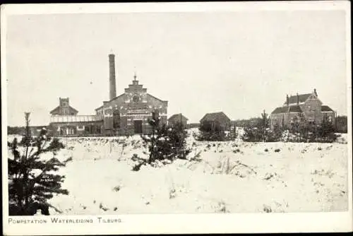 Ak Tilburg Nordbrabant Niederlande, Pompstation Waterleiding, Winter