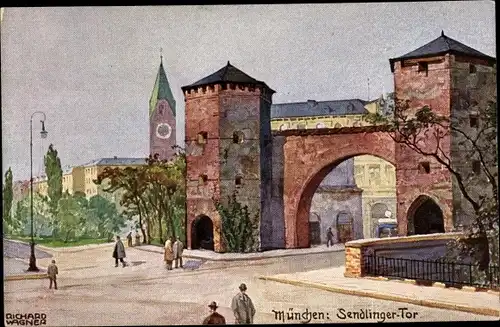 Künstler Ak Wagner, Richard, München Bayern, Sendlinger Tor