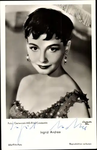 Ak Schauspielerin Ingrid Andree, Portrait, Autogramm