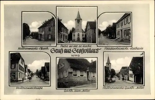 Ak Großvillars Oberderdingen im Kraichgau Württemberg, Freudensteinerstraße, Rathaus, Gasthaus Adler