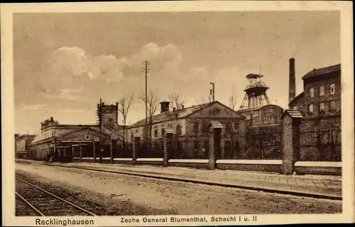 Ak Recklinghausen in im Ruhrgebiet, Zeche General Blumenthal, Schacht I. u. II.