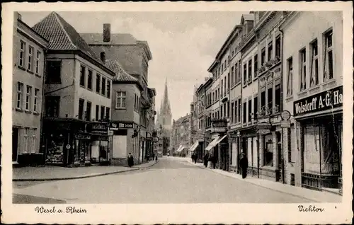 Ak Wesel am Niederrhein, Partie am Viehtor, Straßenansicht, Geschäfte, Wolsdorff AG