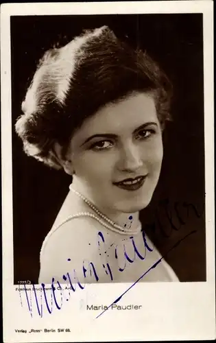 Ak Schauspielerin Maria Paudler, Portrait, Ross Verlag, Autogramm