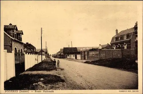 Ak Pozières Somme, Route Nationale