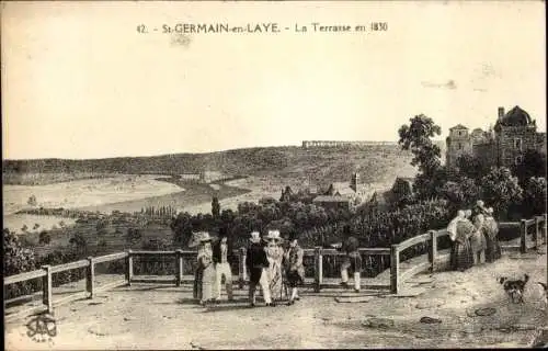 Ak Saint Germain en Laye Yvelines, La Terrasse en 1830