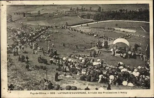 Ak La Tour d'Auvergne Puy de Dôme, Arrivée des Processions a Natzy