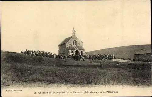 Ak Saint Roch Haute Loire, Chapelle, Messe en plein air un jour de Pelerinage