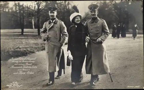 Ak Prinz Ernst August von Braunschweig, Prinzessin Victoria Luise von Preußen, Prinz Oskar, Liersch