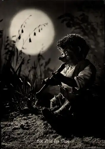 Ak Mecki der Igel, Ein Lied für dich, Flötenspiel im Mondschein