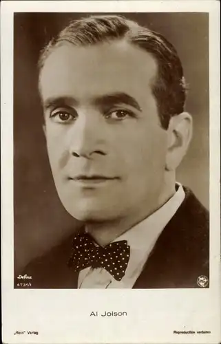 Ak Schauspieler Al Jolson, Portrait mit Fliege