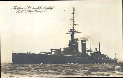 Ak Britisches Kriegsschiff, HMS King Georg V., Turbinen Großschlachtschiff, Royal Navy