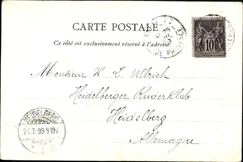 Künstler Litho Guillaume, Albert, Mann und Frau in einem Kanu