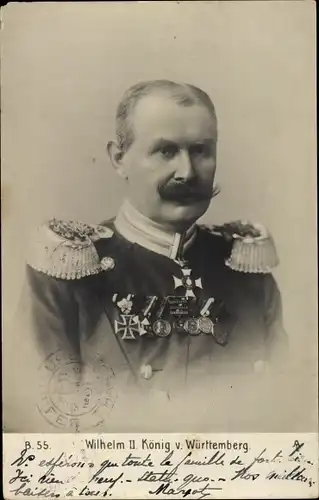 Ak Wilhelm II, König von Württemberg, Portrait in Uniform, Orden