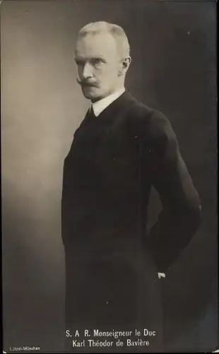Ak Herzog Karl Theodor von Bayern, Portrait im Anzug