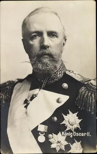 Ak König Oskar II. von Schweden und Norwegen, Portrait, Orden