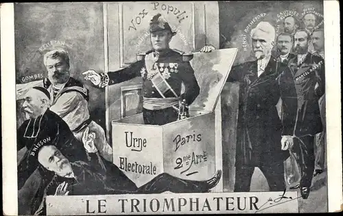 Ak Le Triomphateur, Urne Electorate, Henri Rochefort, Pelletan, Brisson