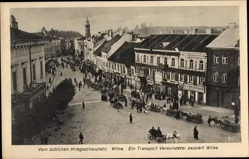 Ak Vilnius Wilna Litauen, Östlicher Kriegsschauplatz, Ein Transport Verwundeter, I. WK