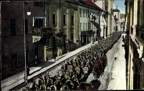 Ak Vilnius Wilna Litauen, Deutsche Soldaten in Uniformen, Dominikanerstraße, I WK