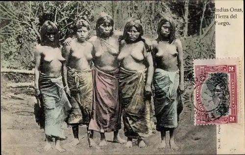 Ak Tierra del Fuego Feuerland Argentinien, Indias Onas