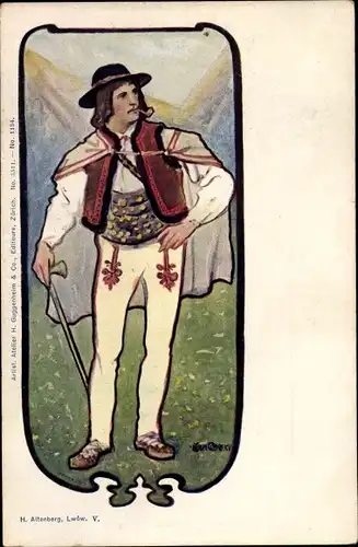 Künstler Ak Hirte in Volkstracht