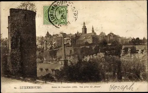 Ak Luxemburg Luxembourg, Ruine de l'enceinte