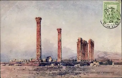 Ak Athen Griechenland, Colonnes du Temple de Jupiter Olympien