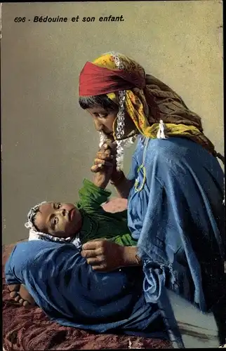 Ak Bedouine et son enfant, Maghreb