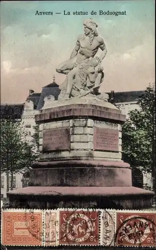 Ak Anvers Antwerpen Flandern, La Statue de Boduognat