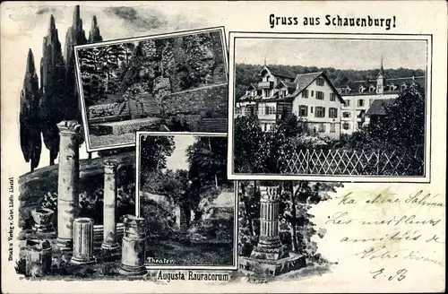 Ak Liestal Kt Basel Land Schweiz, Schloss Schauenburg, Theater, Augusta Rauracorum