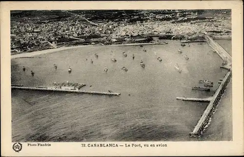 Ak Casablanca Marokko, le Port, vu en avion