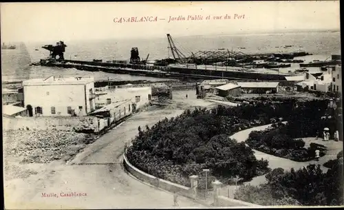 Ak Casablanca Marokko, Jardin Public, le Port