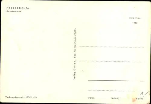 Ak Freiberg in Sachsen, Krankenhaus