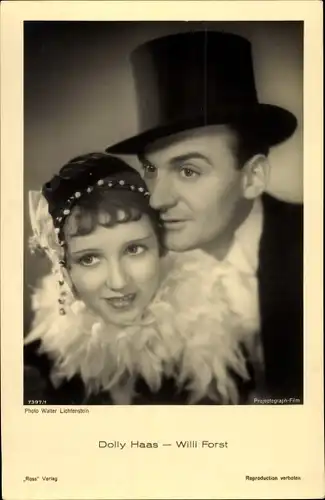 Ak Schauspieler Dolly Haas und Willi Forst, Portrait