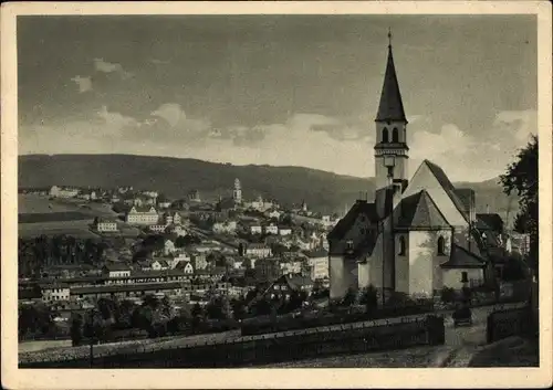 Ak Aue im Erzgebirge Sachsen, Kath. Kirche, Blick vom Flössgraben aus