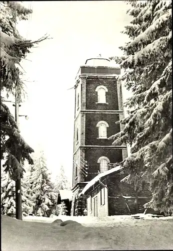 Ak Stützengrün im Erzgebirge Sachsen, Aussichtsturm auf dem Kuhberg, Winter