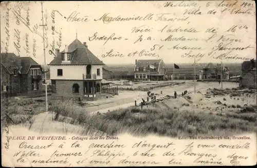 Ak Westende Westflandern, Cottages dans les Dunes