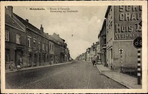 Ak Middelkerke Westflandern, Steenweg op Oostende