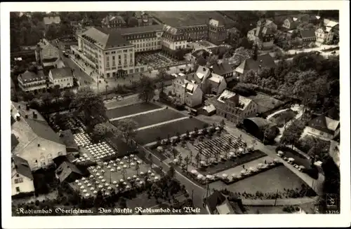 Ak Oberschlema Bad Schlema im Erzgebirge, Radiumbad, Kuranlagen, Fliegeraufnahme