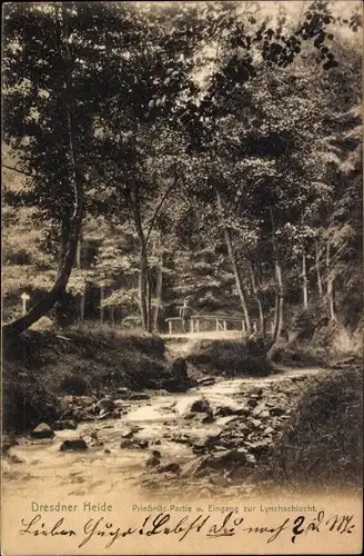 Ak Dresden Loschwitz, Dresdner Heide, Prießnitz-Partie zur Lynchschlucht
