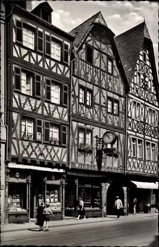 Ak Trier an der Mosel, Alte Häuser am Markt, Geschäft Wilhelm Böhrer