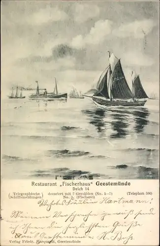 Ak Geestemünde Bremerhaven, Restaurant Fischerhaus, Boote