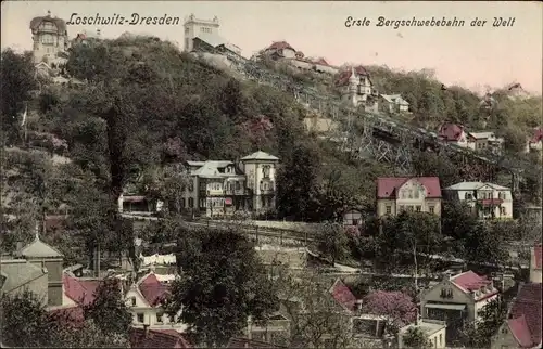 Ak Dresden Loschwitz, Erste Bergschwebebahn der Welt